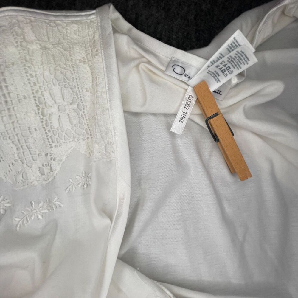 Oscar de la Renta Pink Label White Embroidered Pima Cotton Short Robe XL Bridal - Picture 8 of 10